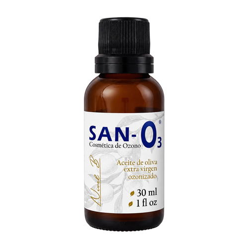 Aceite de oliva ozonizado · Nivel B SANO3, 30 ml, vista del envase
