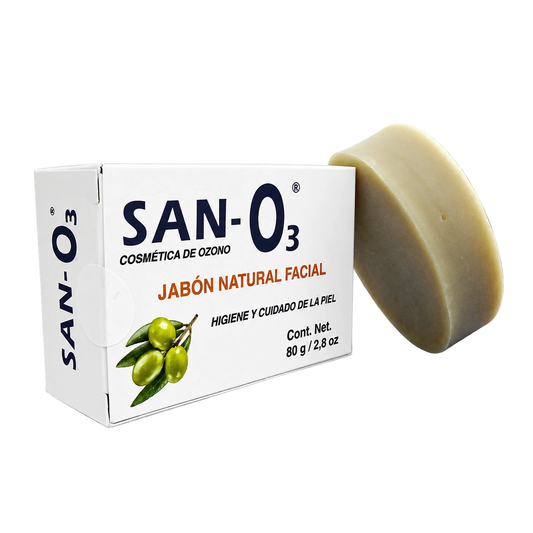 Jabón facial con ozono SANO3, 80 g, vista del envase